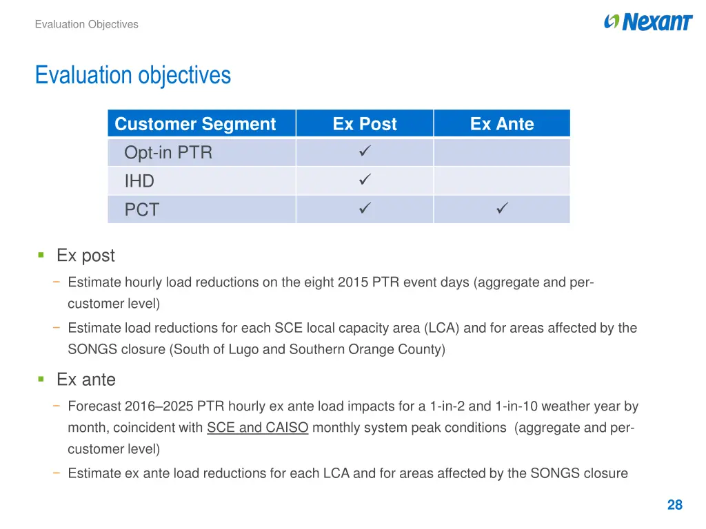 evaluation objectives