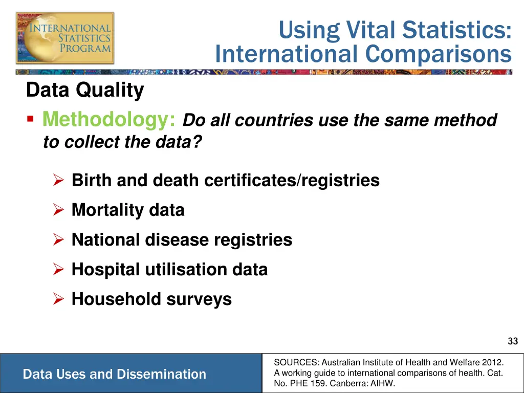 using vital statistics international comparisons 2