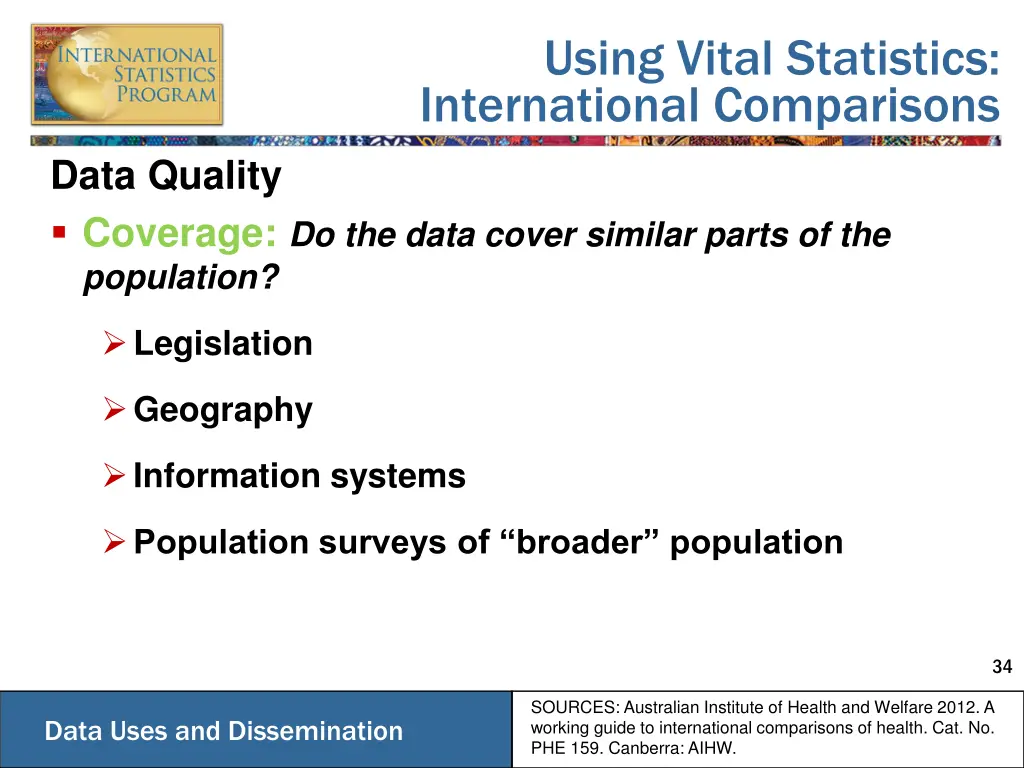 using vital statistics international comparisons 3