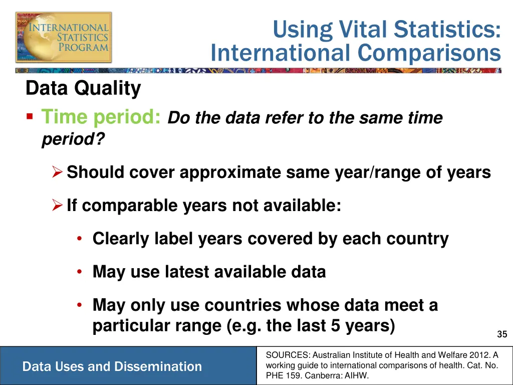 using vital statistics international comparisons 4