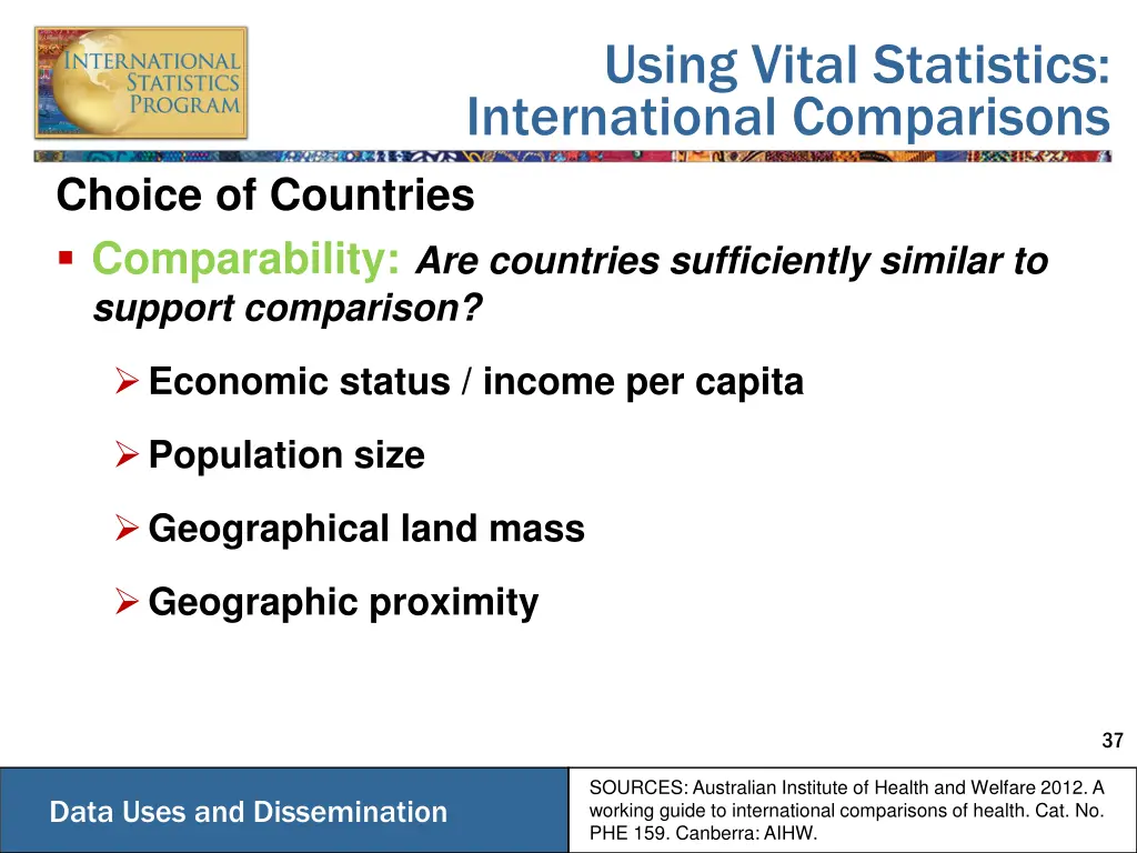 using vital statistics international comparisons 5
