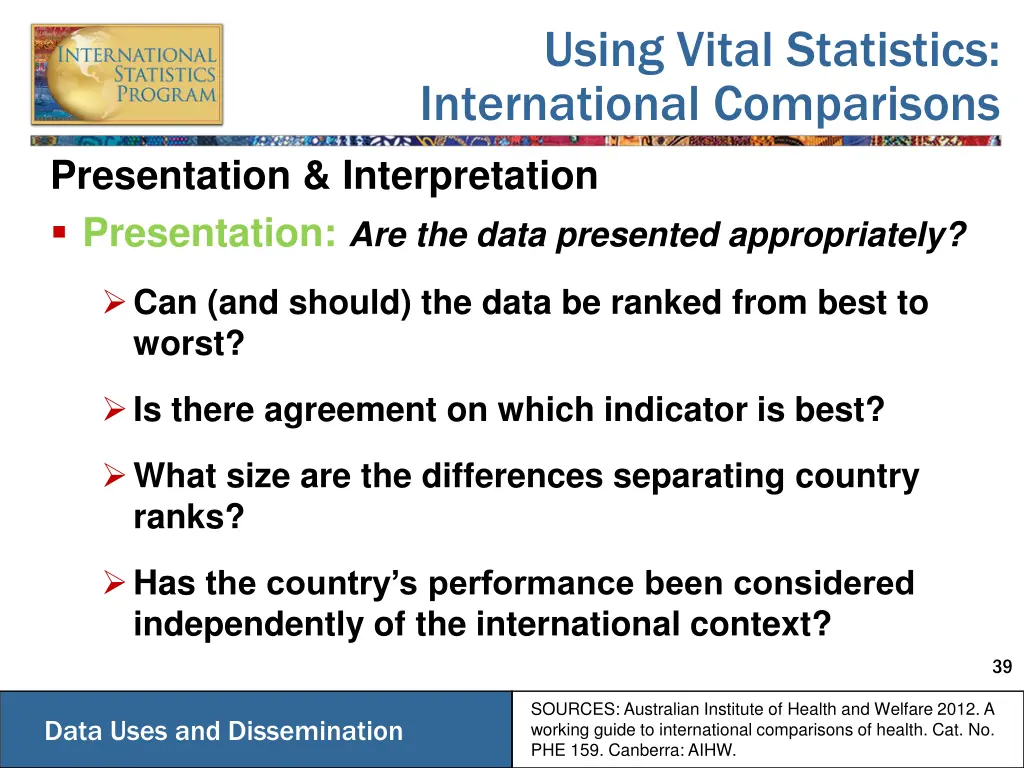 using vital statistics international comparisons 6