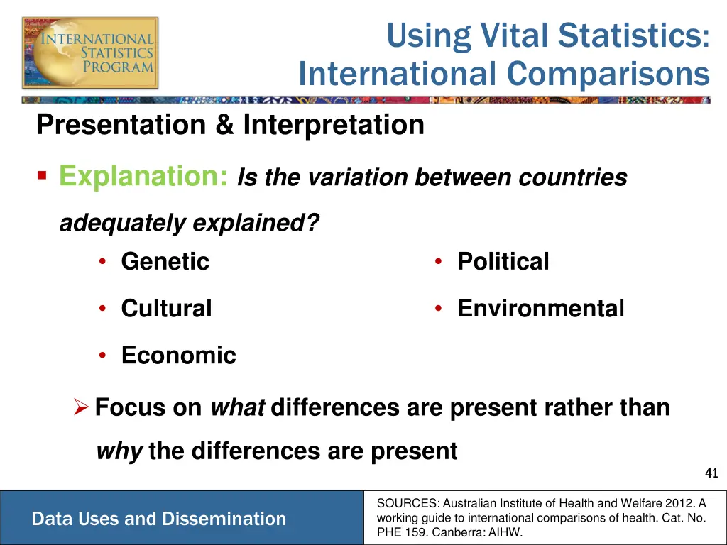 using vital statistics international comparisons 7