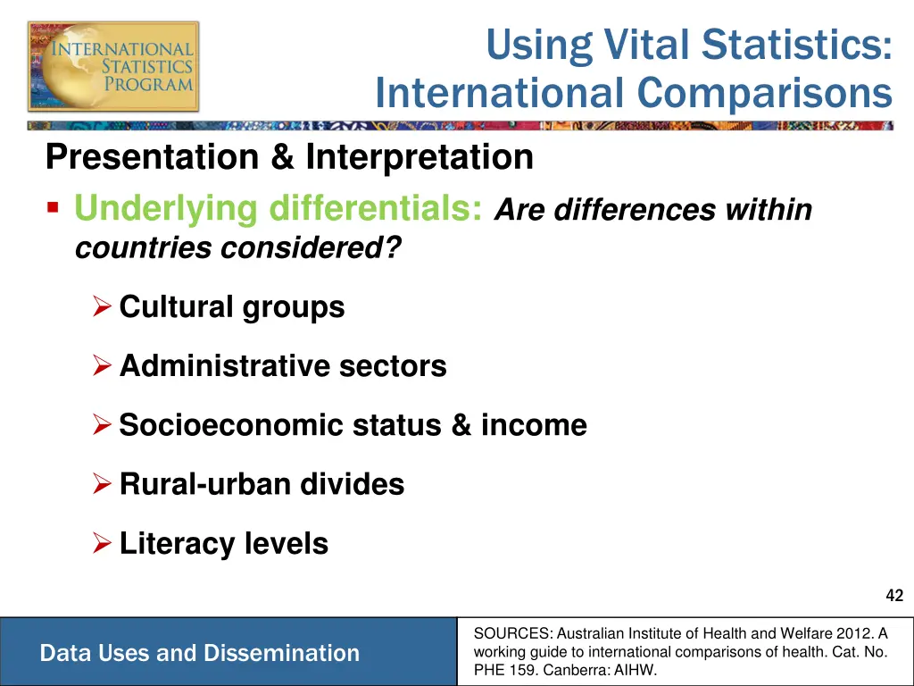 using vital statistics international comparisons 8