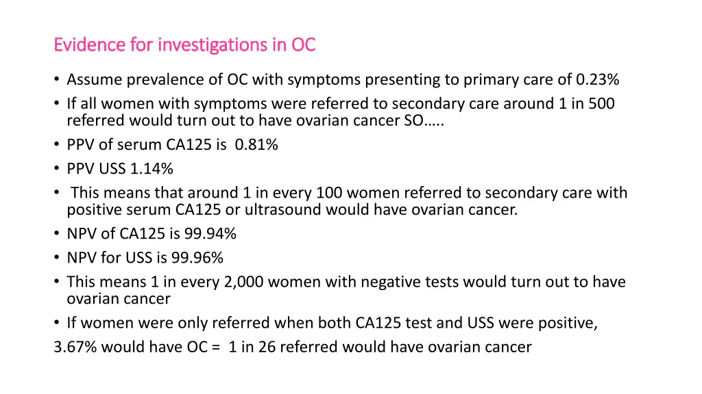 evidence for investigations in oc evidence