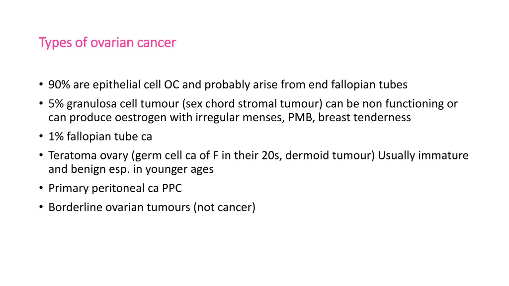 types of ovarian cancer types of ovarian cancer