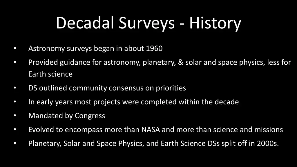 decadal surveys history