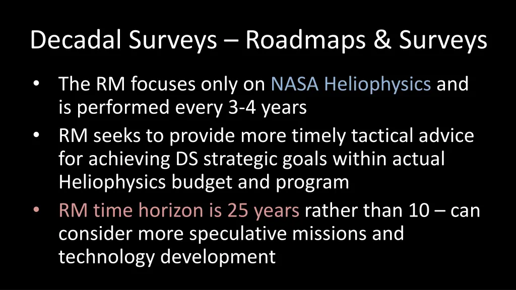 decadal surveys roadmaps surveys