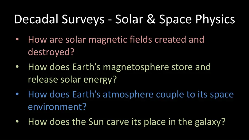 decadal surveys solar space physics 1