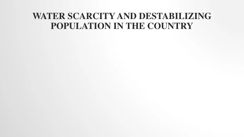 water scarcity and destabilizing population