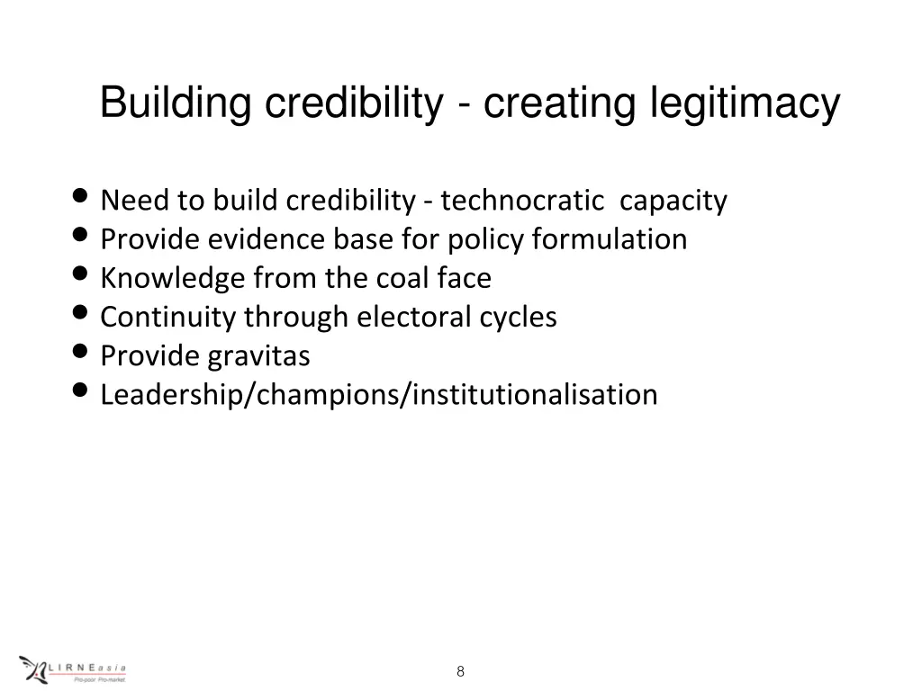 building credibility creating legitimacy