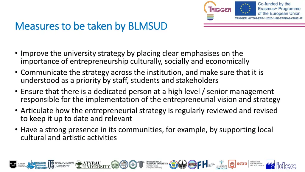 measures to be taken by blmsud measures