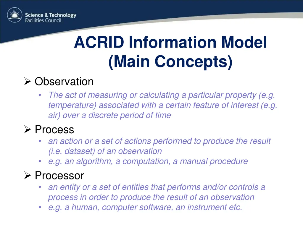 acrid information model main concepts observation
