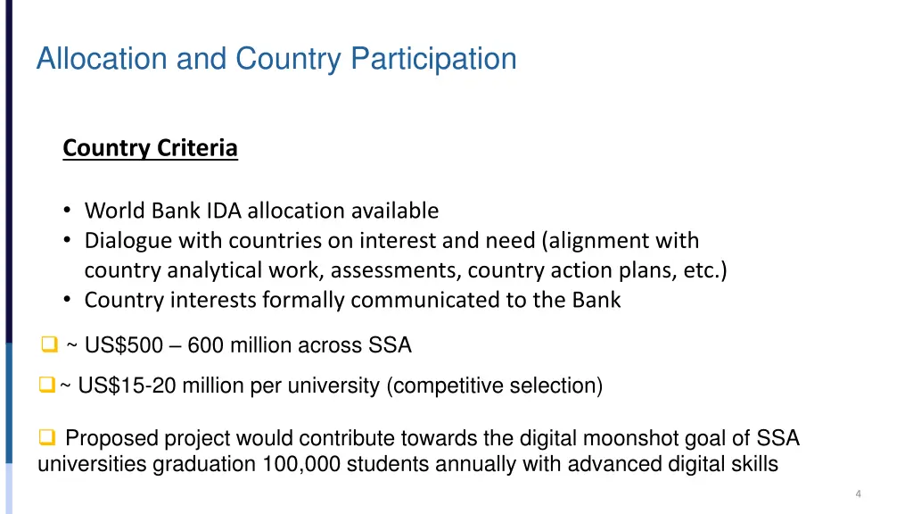 allocation and country participation