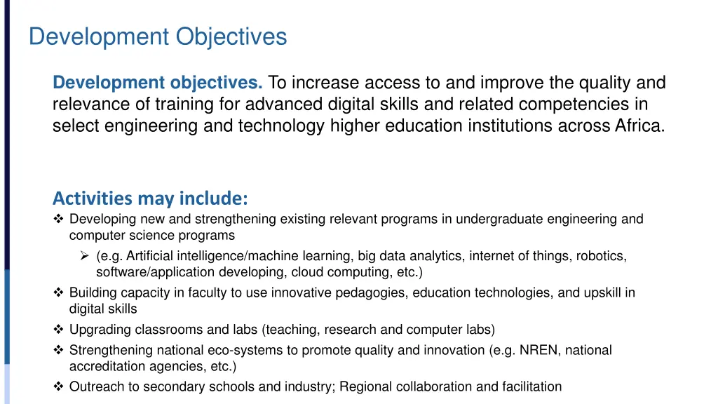 development objectives