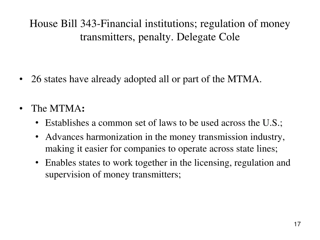 house bill 343 financial institutions regulation