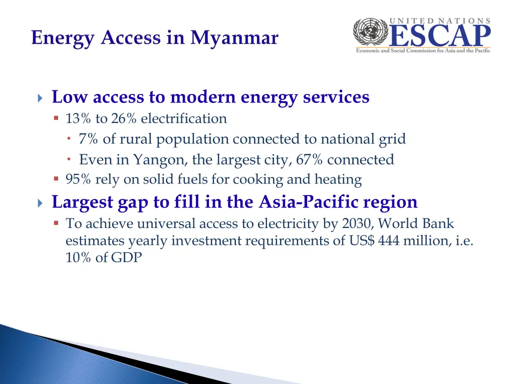 low access to modern energy services
