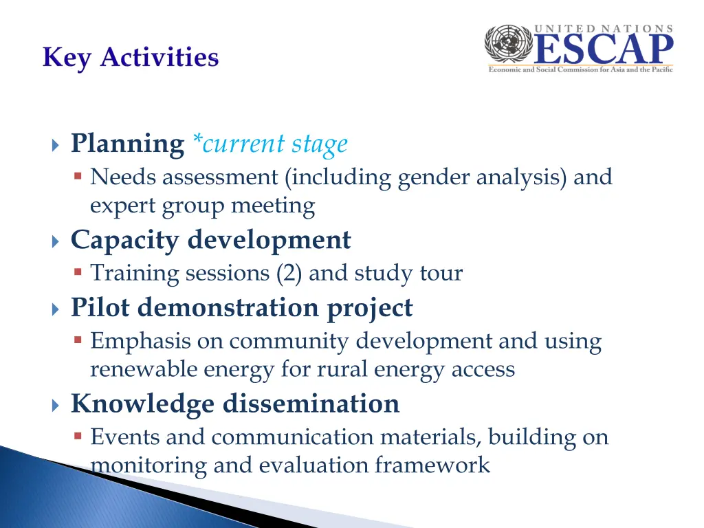 planning current stage needs assessment including