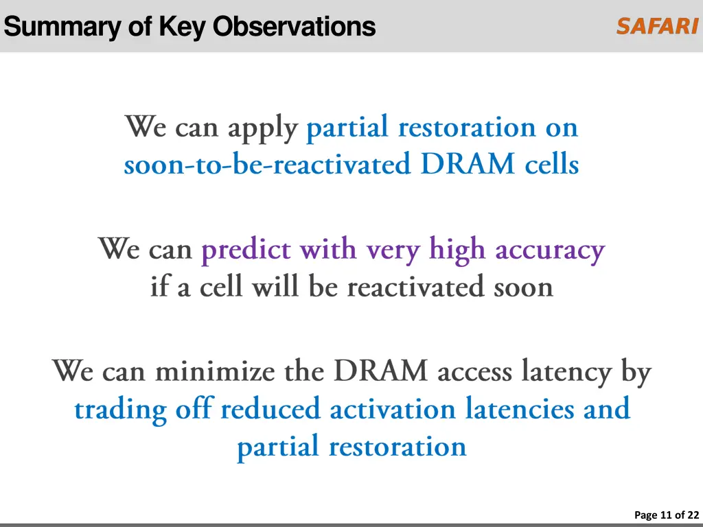 summary of key observations