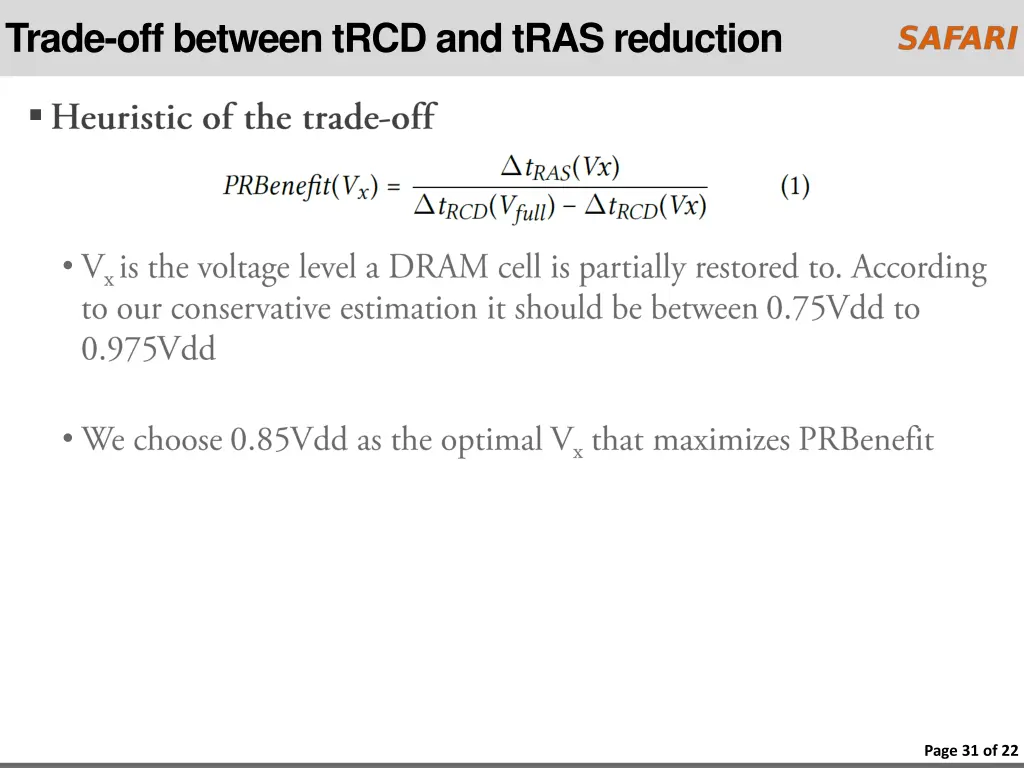 trade off between trcd and tras reduction
