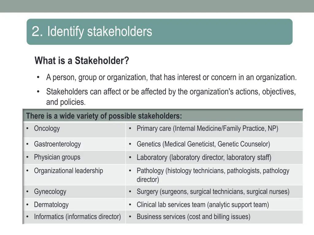 2 identify stakeholders