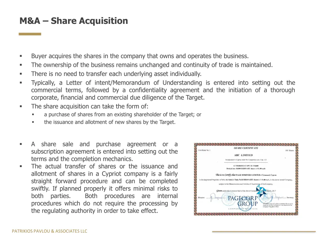 m a share acquisition