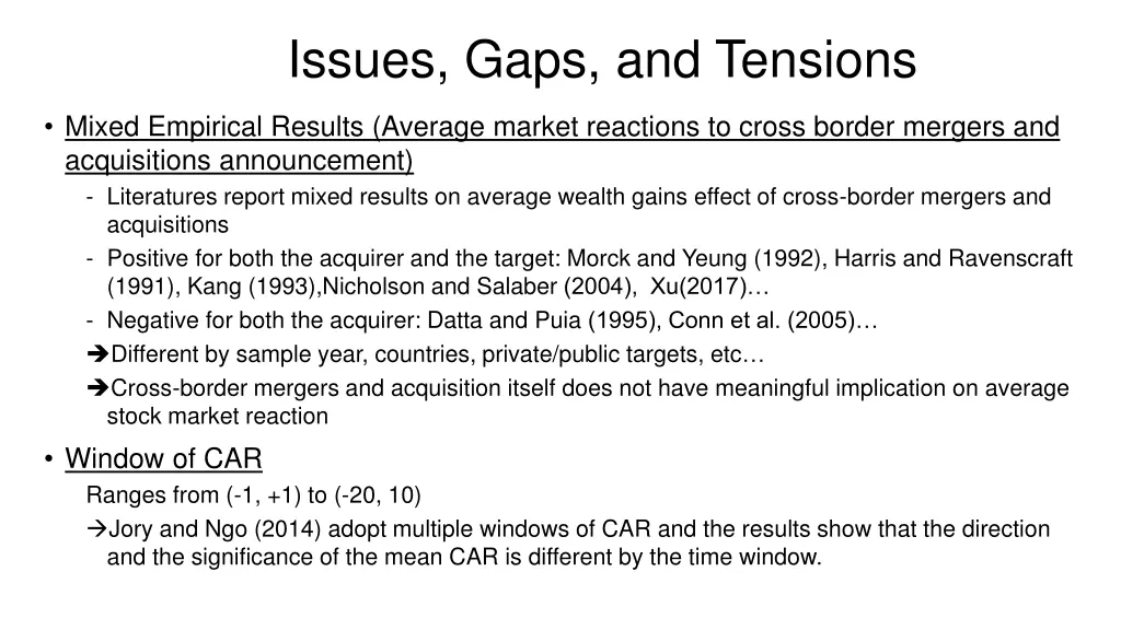 issues gaps and tensions