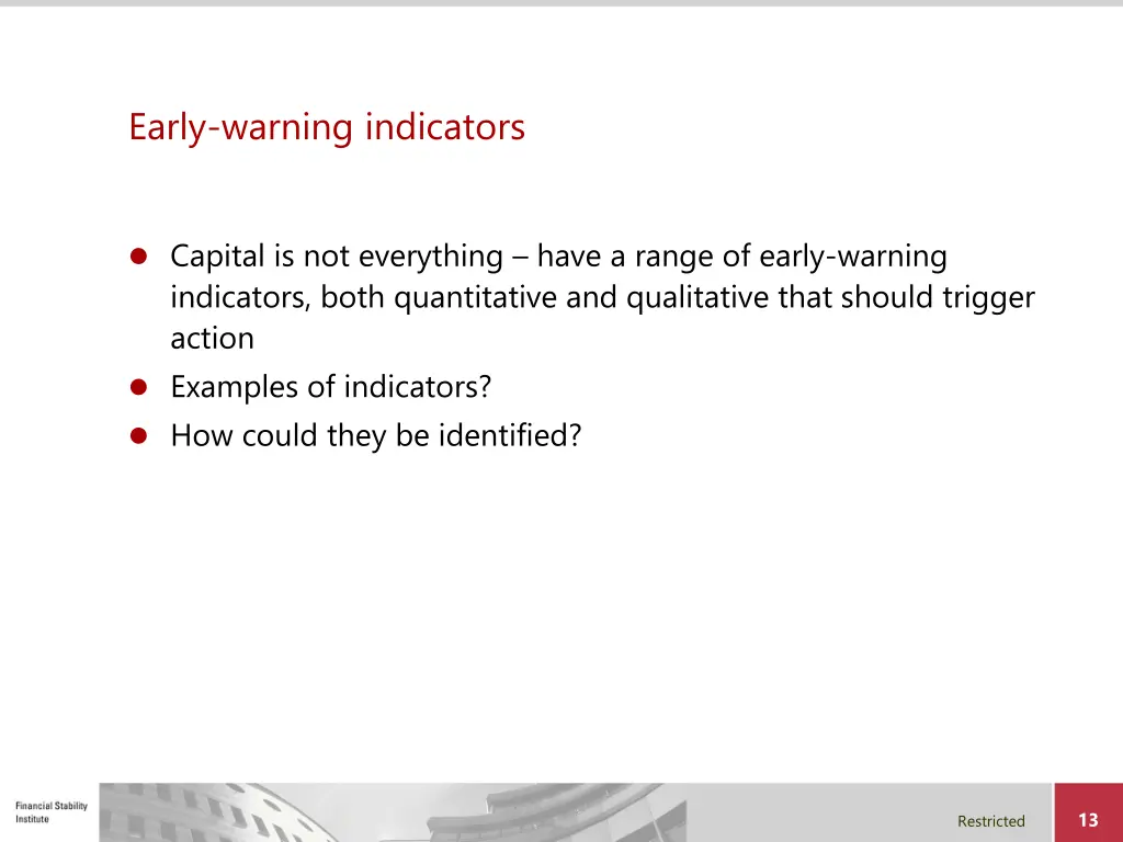 early warning indicators