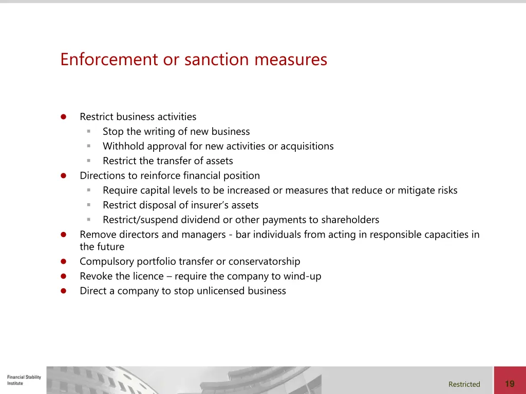 enforcement or sanction measures