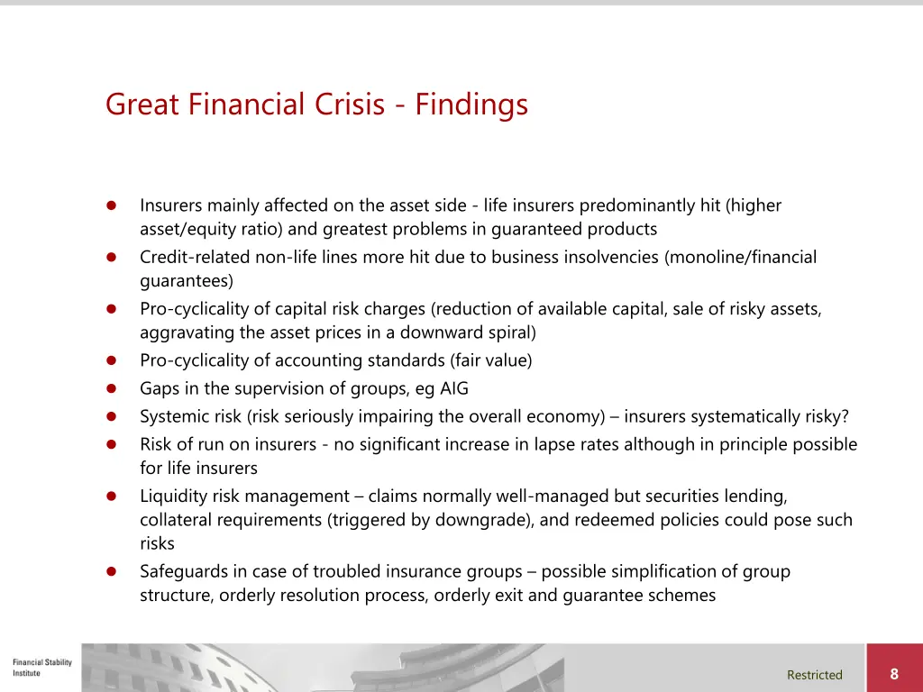 great financial crisis findings