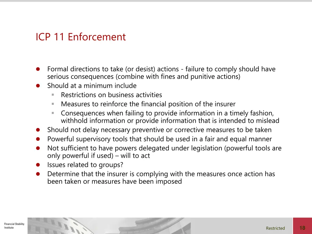 icp 11 enforcement