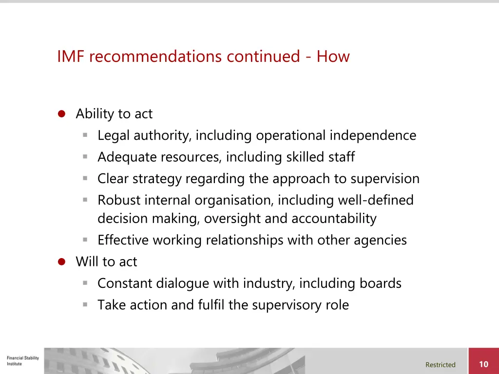 imf recommendations continued how