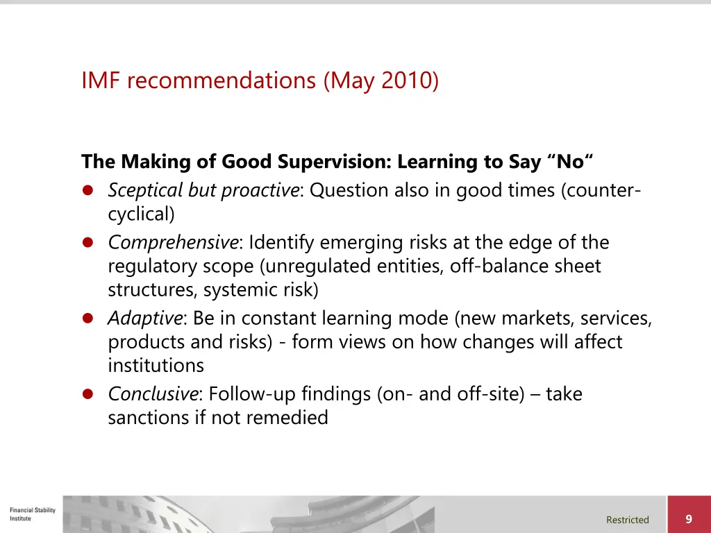 imf recommendations may 2010