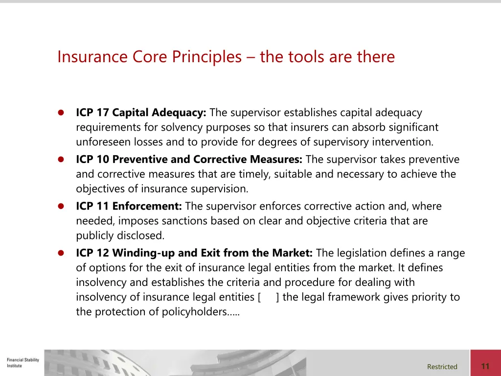 insurance core principles the tools are there