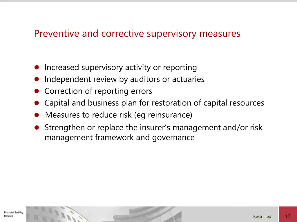 preventive and corrective supervisory measures