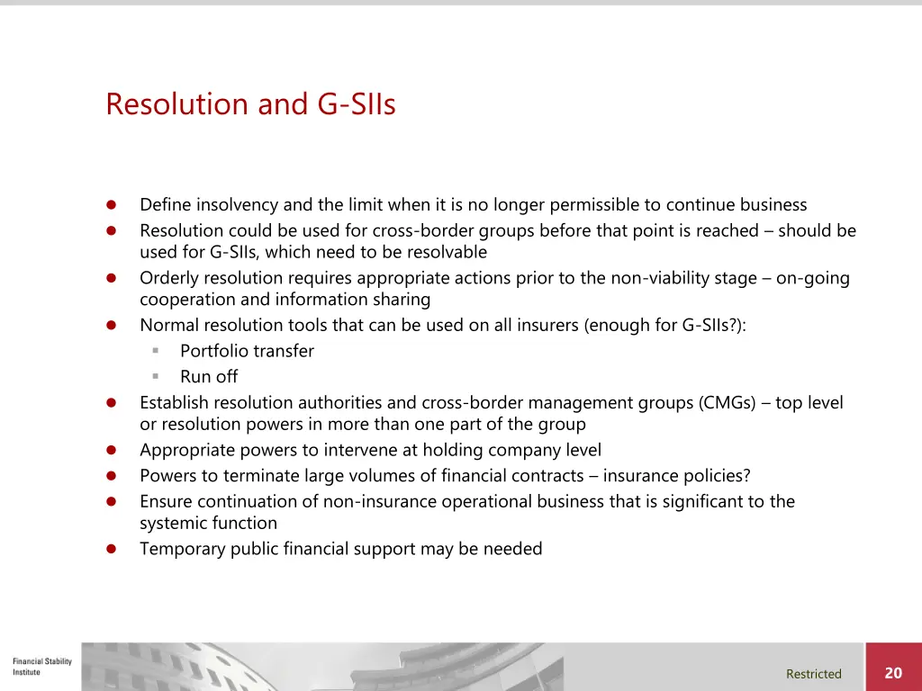 resolution and g siis