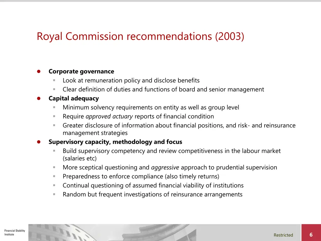 royal commission recommendations 2003