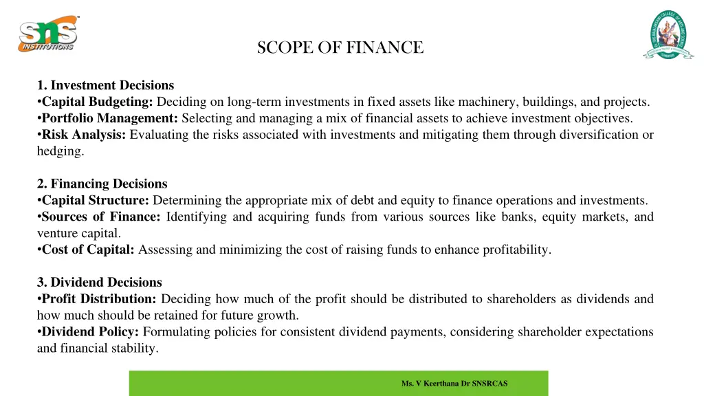 scope of finance