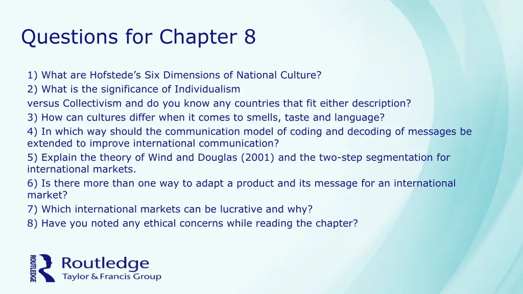 questions for chapter 8