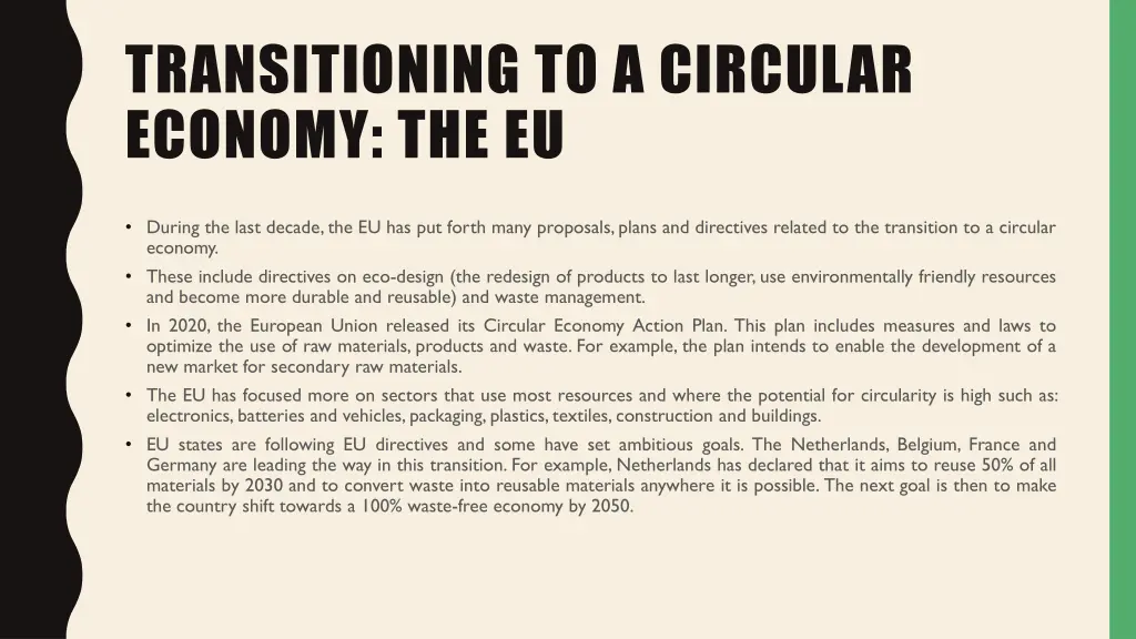 transitioning to a circular economy the eu