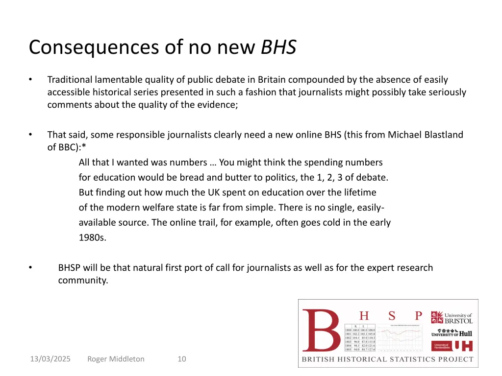 consequences of no new bhs