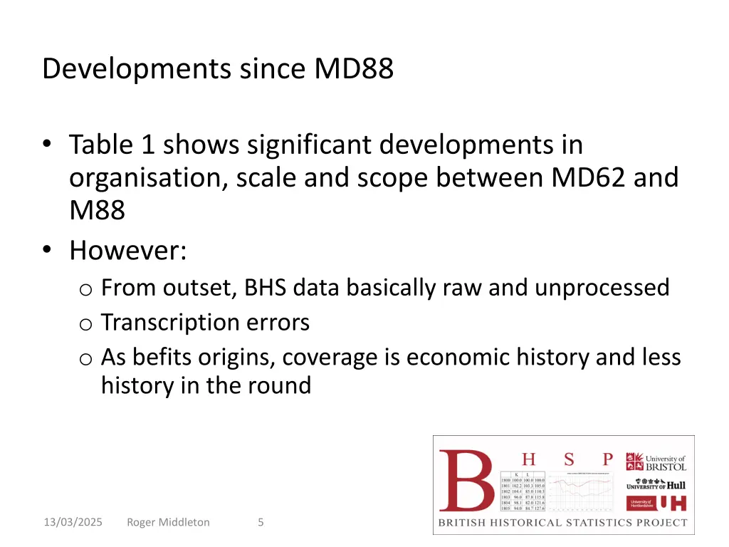 developments since md88