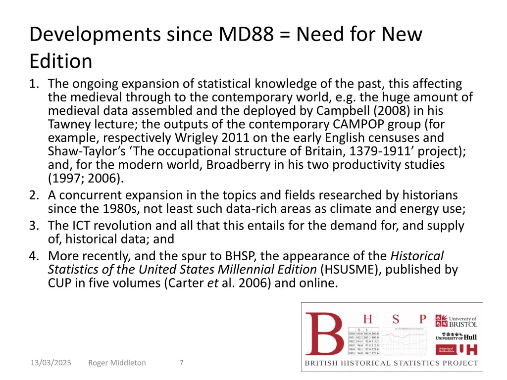 developments since md88 need for new edition