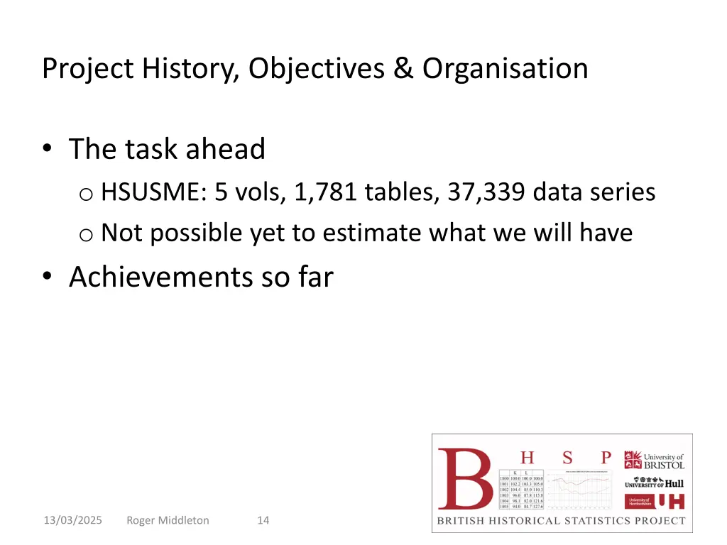 project history objectives organisation 3