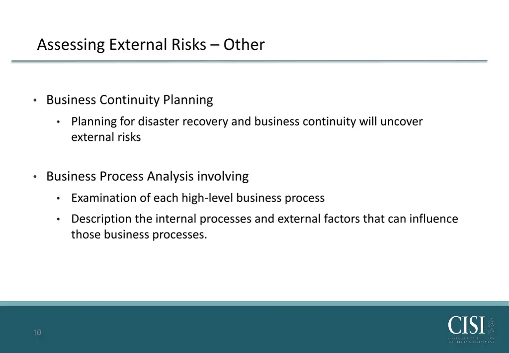 assessing external risks other