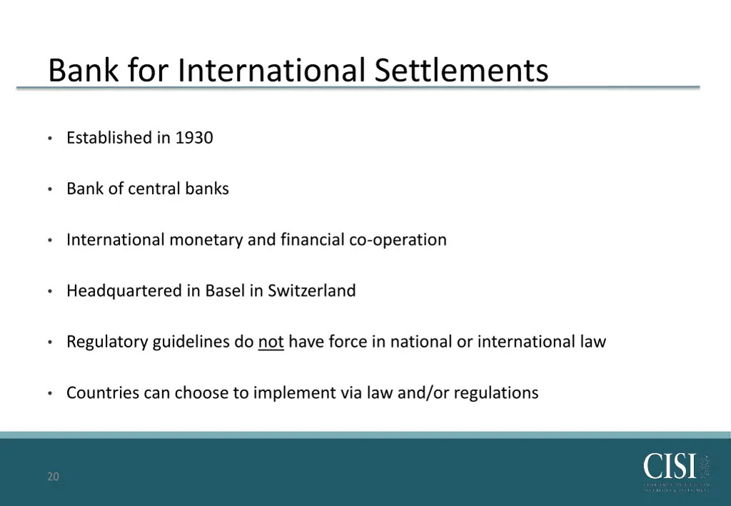 bank for international settlements