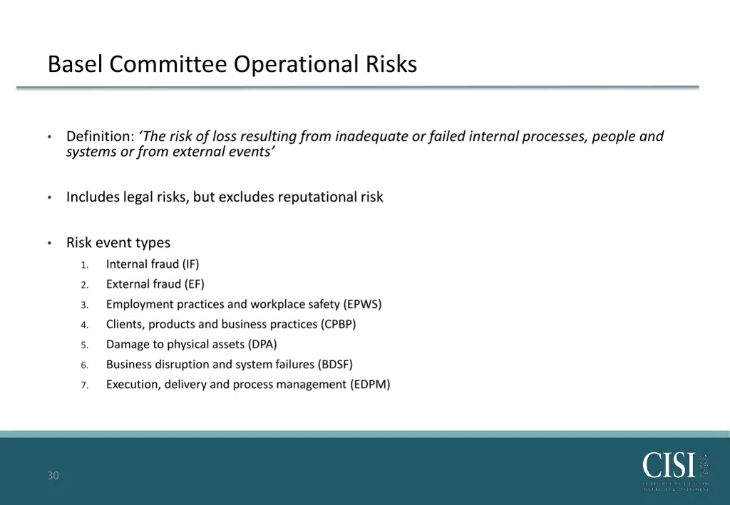 basel committee operational risks