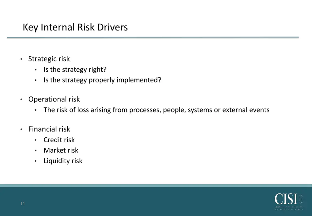 key internal risk drivers