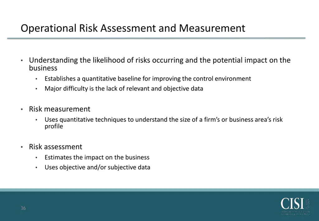 operational risk assessment and measurement