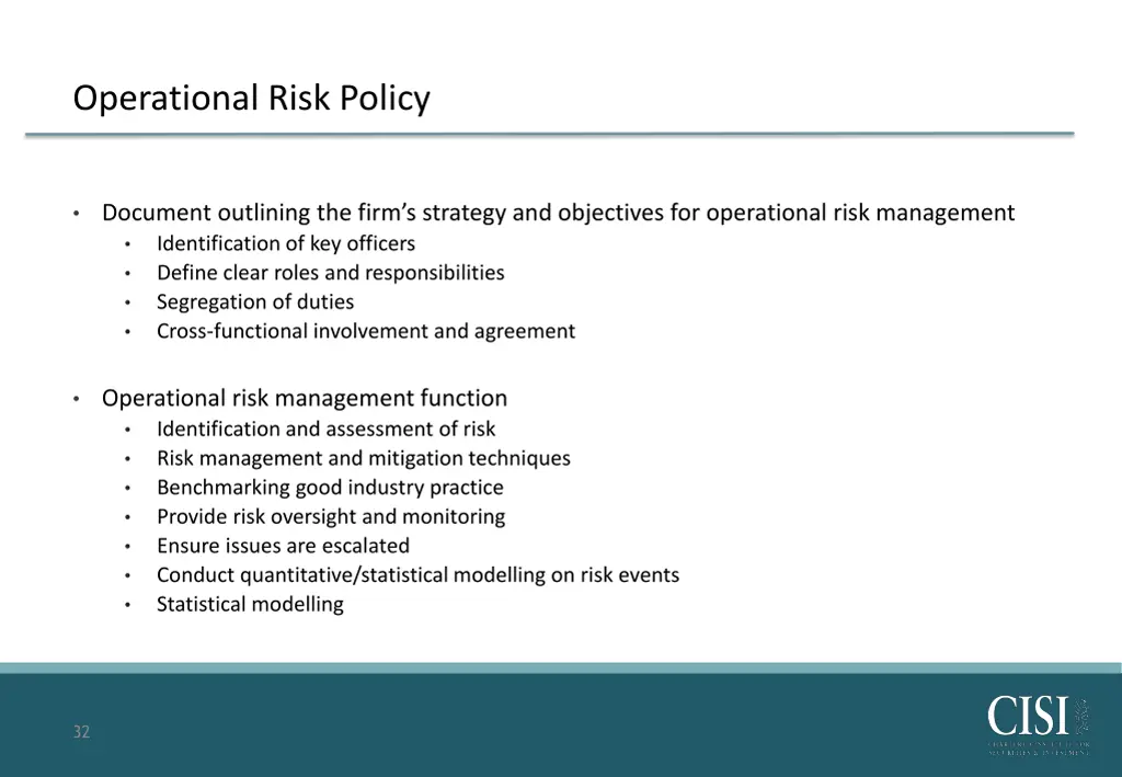 operational risk policy